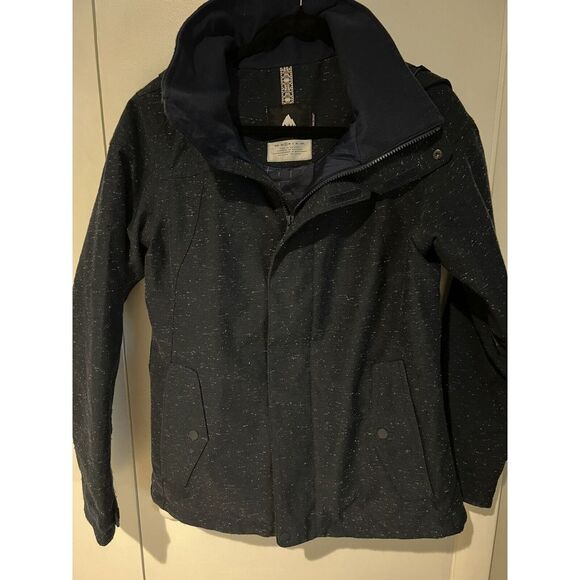 Burton Jet Set Jacket Navy Blue Size‎ Small Slim Fit Hooded Water Resistant - Picture 1 of 12